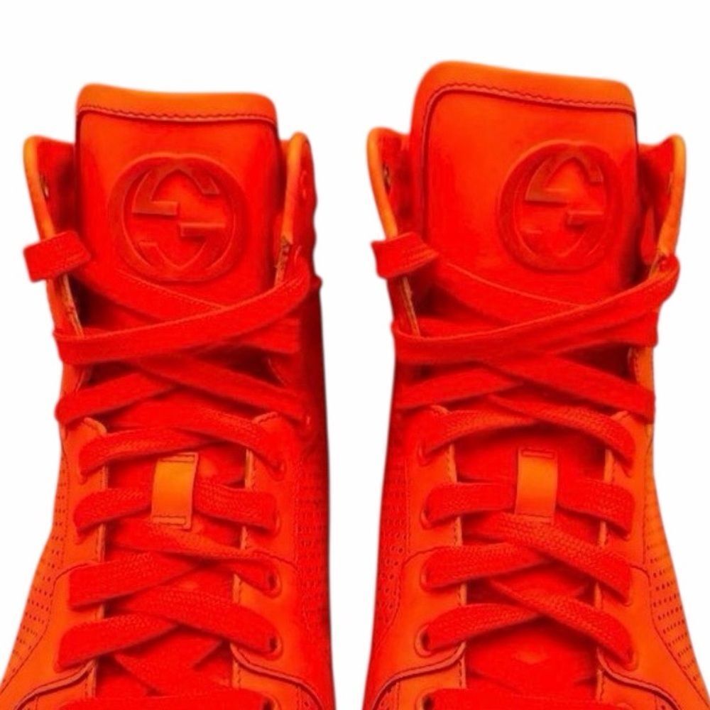 Gucci-Authentic-Men’s Neon Orange Sneakers Size 10G - Picture 2 of 14